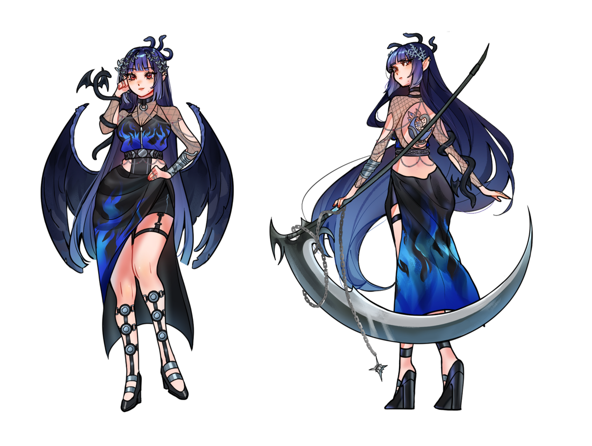 Tisiphone Erinyes, full-body illustrations, by: @Tssukki3_